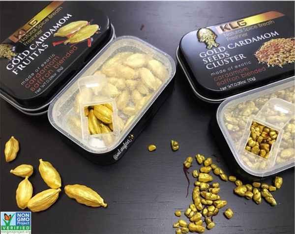 Gold Cardamom 2-Pack Sampler – Seed Cluster & Fruitas | 24K Edible Gold | Vegan, Sugar-Free, Made in USA