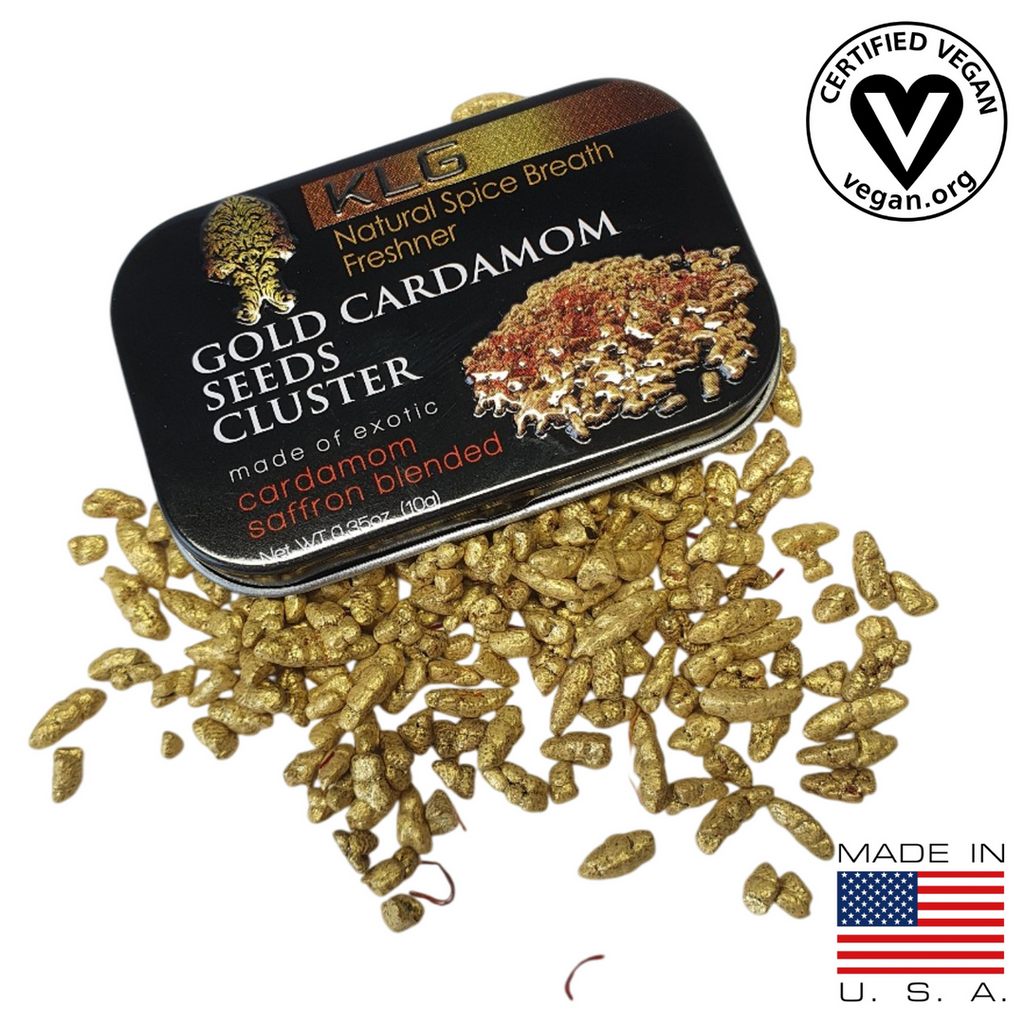 Gold Cardamom Seed Cluster – 10g Metal Tin | Vegan, Non-GMO, No Sugar, Gluten-Free (Made in USA)