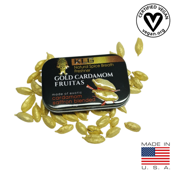 Gold Cardamom Fruitas – 8g Metal Tin | Vegan, Non-GMO, No Sugar, Gluten-Free (Made in USA)