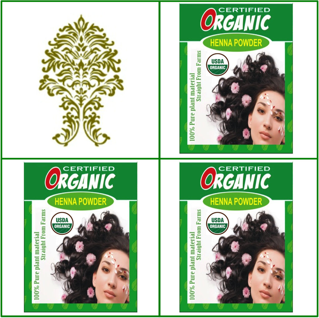 3 Boxes. USDA Certified Organic Henna. Golden Brown Hair Color. 100g Ea.