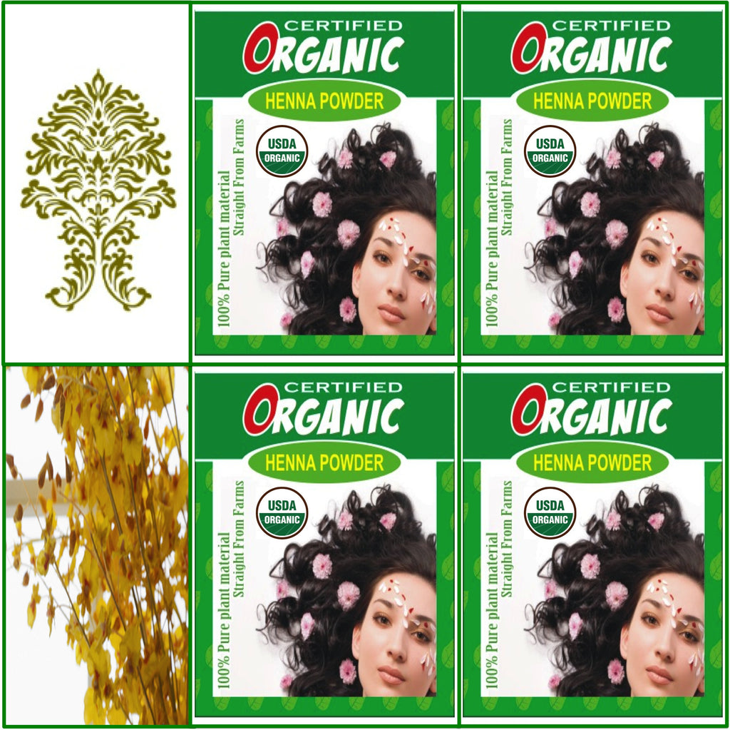 4 Boxes. USDA Certified Organic Henna. Golden Brown Hair Color. 100g Ea.