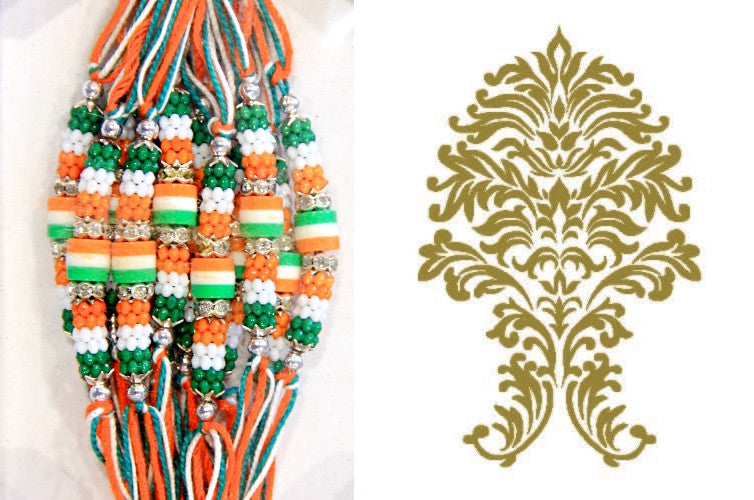 1 Box of Indian Handmade Rakhi Bracelets  (Friendship Bracelets)- Design 1434 (Orange & Green).