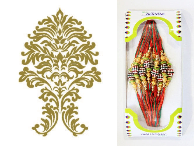 1 Box of Indian Handmade Rakhi Bracelets  (Friendship Bracelets)- Design 6107 (Red, Green and Yellow)