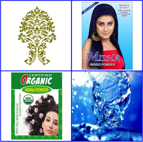 ONE Pure Indigo + ONE USDA Certified Organic Henna Hair Color. 100g Ea.