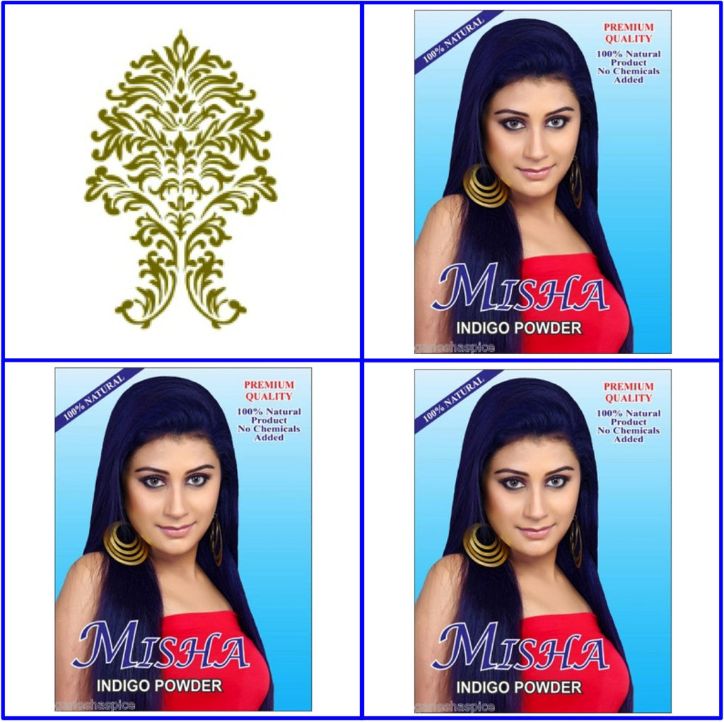 3 Boxes. Pure Indigo Blue. Hair Color Powder. 100g Ea.