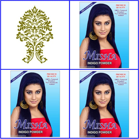 3 Boxes. Pure Indigo Blue. Hair Color Powder. 100g Ea.