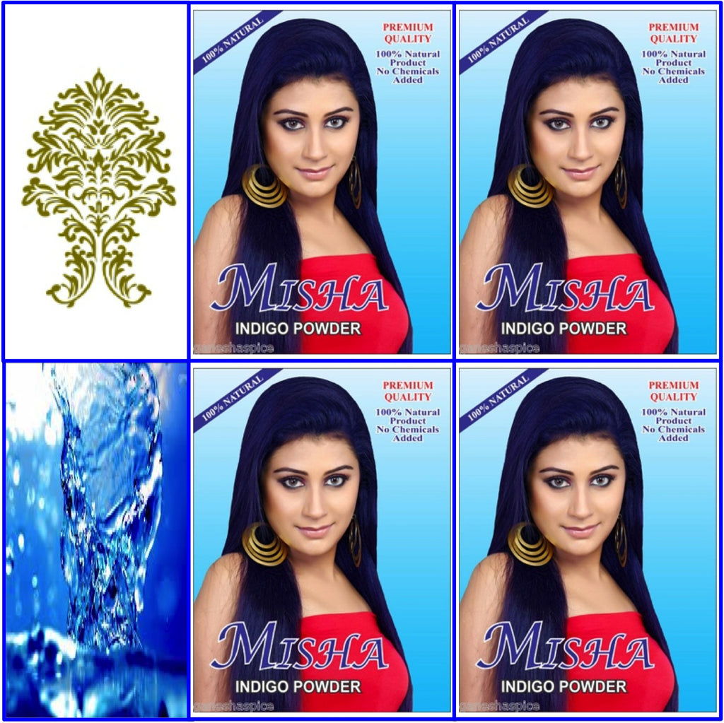 4 Boxes. Pure Indigo Blue. Hair Color Powder. 100g Ea.