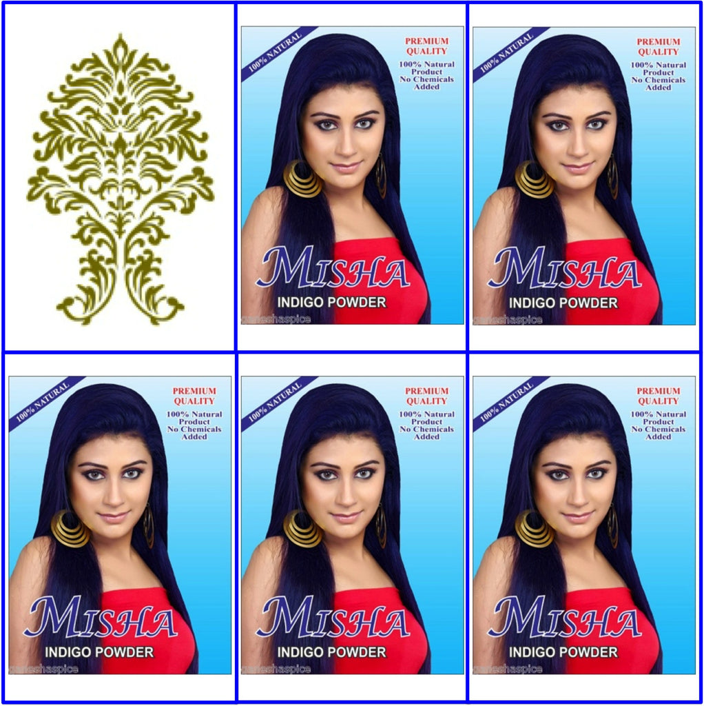 5 Boxes. Pure Indigo Blue. Hair Color Powder. 100g Ea.