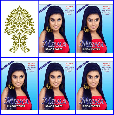 5 Boxes. Pure Indigo Blue. Hair Color Powder. 100g Ea.